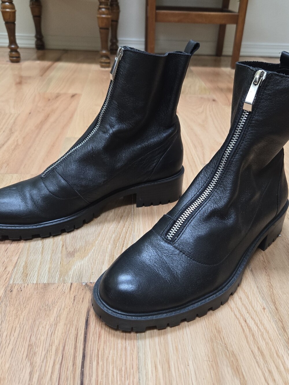 Zara suede leather ankle zipper goth boots 40/9 - Picture 2 of 8